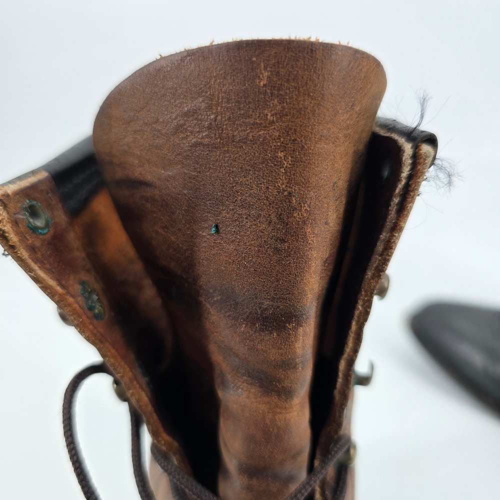 Justin Lace Up Roper Boots Womens 7.5 M Boots Brown Black Leather Kiltie USA - Picture 3 of 9